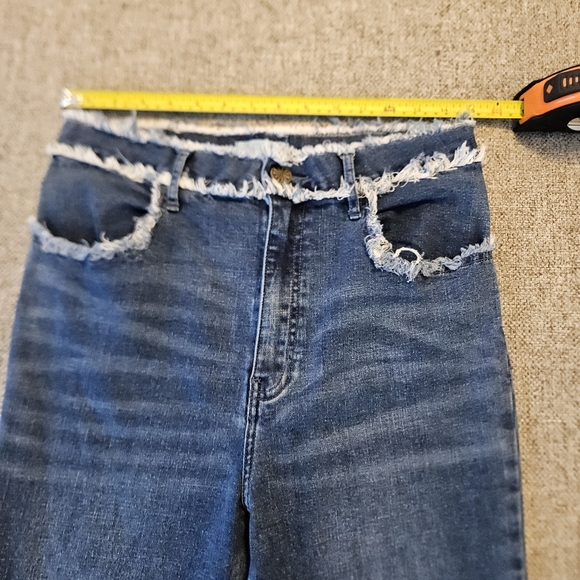 Show Me Your Mumu Lakefront Austin Distressed Raw Edges Boho Flare Jeans 30 - Picture 7 of 10